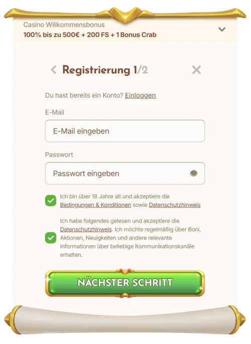Bethall Casino Registrierung und Anmeldung